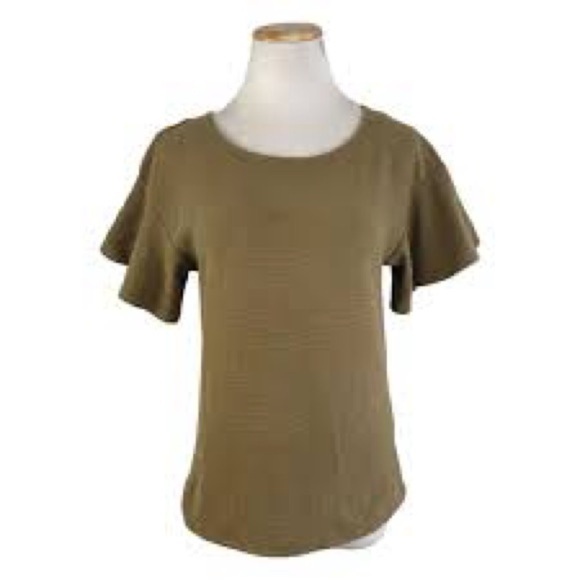 Anthropologie Tan Ruffle Sleeve Blouse - Picture 2 of 4